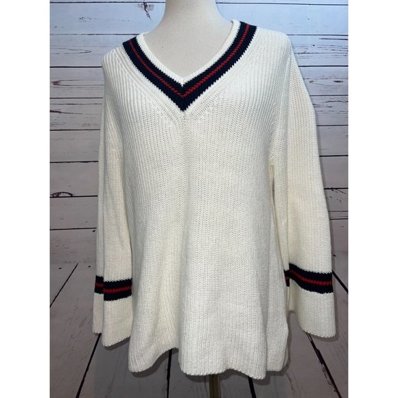 Cabi Varsity Ace‎ Sweater 5639 Medium Chunky Knit Grandpa Pullover Vneck - Picture 4 of 8